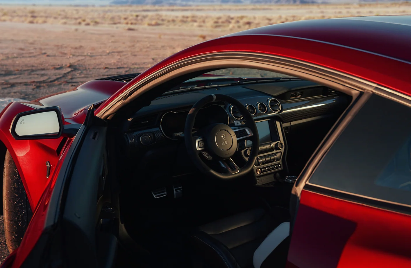 Open Door of Red Mustang Near Bulverde TX